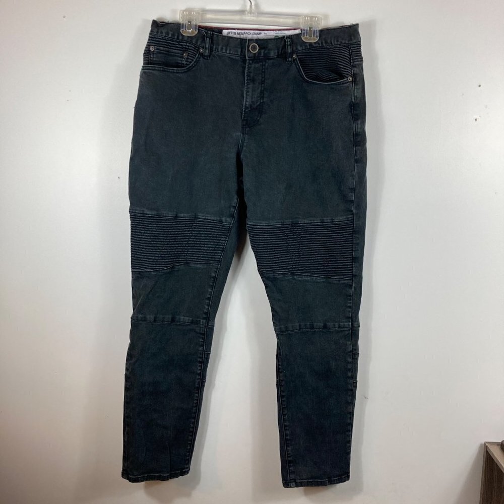 Mens LRG 1947 True Tapered Moto Style Jeans Black 36 x 32‎